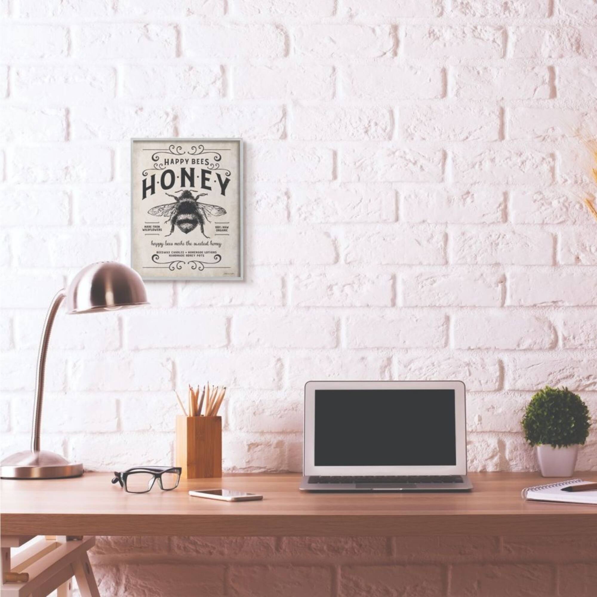 Stupell Industries Honey Bee Rustic Farm Framed Wall Art